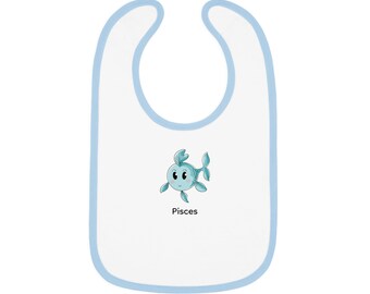 Pisces Baby Bib, Cute Zodiac Design, Cotton Bib