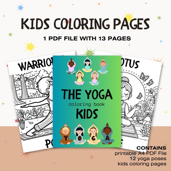 12 pages Yoga Kids Coloring Book Coloring Pages for Kids