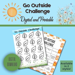 Go Outside Challenge | Fun Outdoors Motivation | Digital Printable