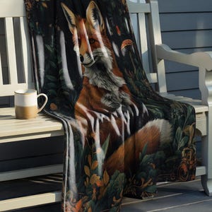 Fox Fleece Sherpa Blanket: Cottagecore Nature Throw