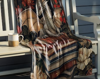 Bookish Dragon Fleece Blanket: Cozy Fantasy Reading Throw