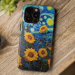 Funda para teléfono con girasoles estrellados: estilo Van Gogh, resistente a los impactos imagen 6