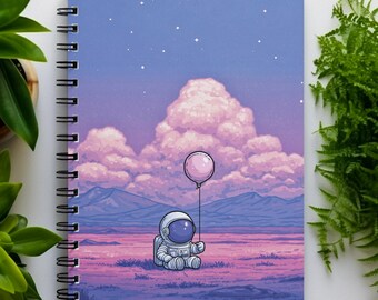 Tiny Astronaut Notebook - Ruled Pages - Pastel Space Dream Writing Journal - Cute Stationary Gift