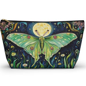 Luna Moth Accessory Pouch: Cottagecore Travel Makeup Bag
