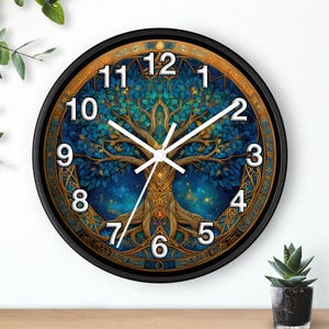Celtic Tree of Life Wood Wall Clock: Enchanted Scandinavian Decor