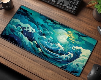 Stormy Waves Desk Mat - Ocean Large Mousepad