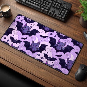 Bat Mouse Pad - Kawaii Desk Mat - Pastel Goth Desk Decor - Spooky Gaming Mat