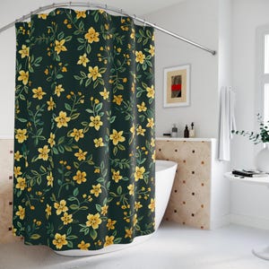 Vintage Floral Shower Curtain: Cottagecore Botanical Decor