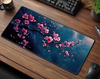 Sakura Tree Desk Mat – Japanese Cherry Blossom - Floral Desk Decor - Minimalist Design