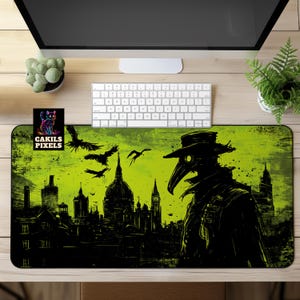 Plague Doctor Gothic Desk Mat, Horror Mouse Pad, Gaming Mousepad XL, Dark Fantasy Deskpad, Desk Accessories, Home Office Decor, Gaming Setup