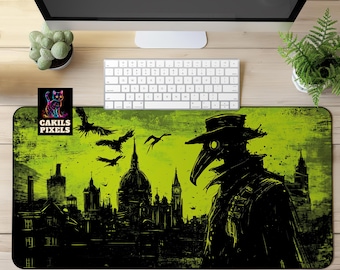 Plague Doctor Gothic Desk Mat: Horror Gaming Mousepad XL