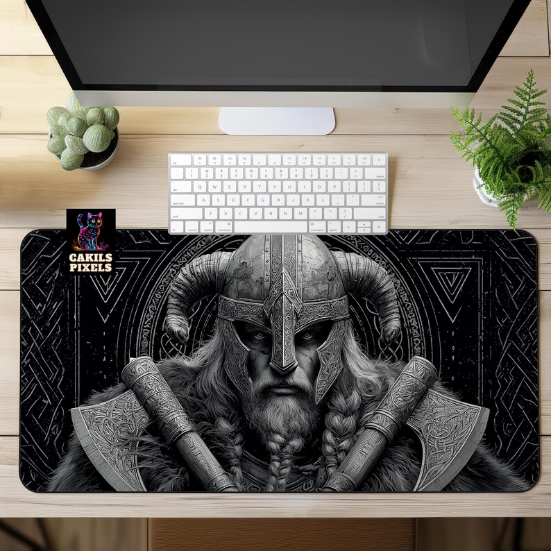 Viking Desk Mat - Nordic Warrior Mouse Pad - Norse Mythology Desk Decor ...
