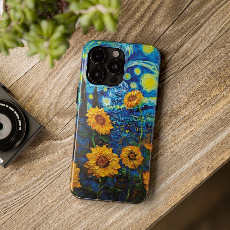 Funda para teléfono con girasoles estrellados: estilo Van Gogh, resistente a los impactos imagen 6