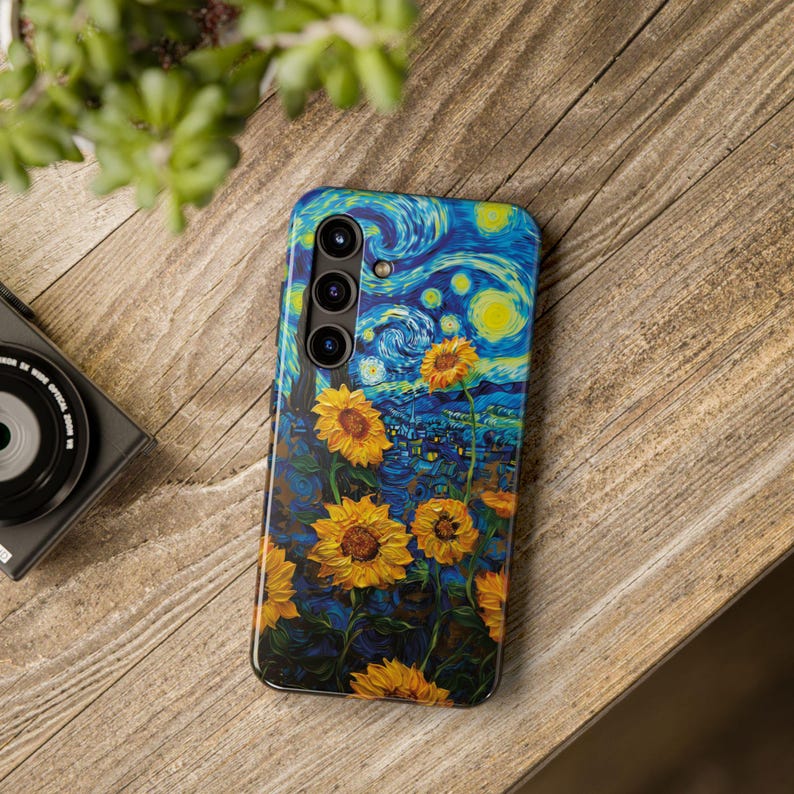 Funda para teléfono con girasoles estrellados: estilo Van Gogh, resistente a los impactos imagen 7