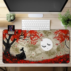 Moonlight Witch Desk Mat: Fantasy Halloween Gaming Decor
