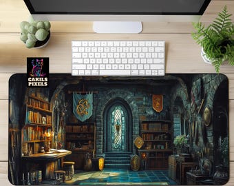 Medieval Chamber Desk Mat: Fantasy Sanctuary Mouse Pad