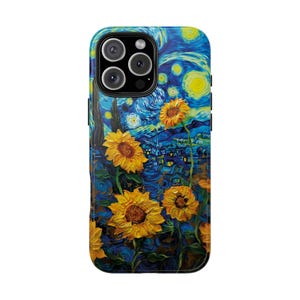 Funda para teléfono con girasoles estrellados: estilo Van Gogh, resistente a los impactos imagen 9
