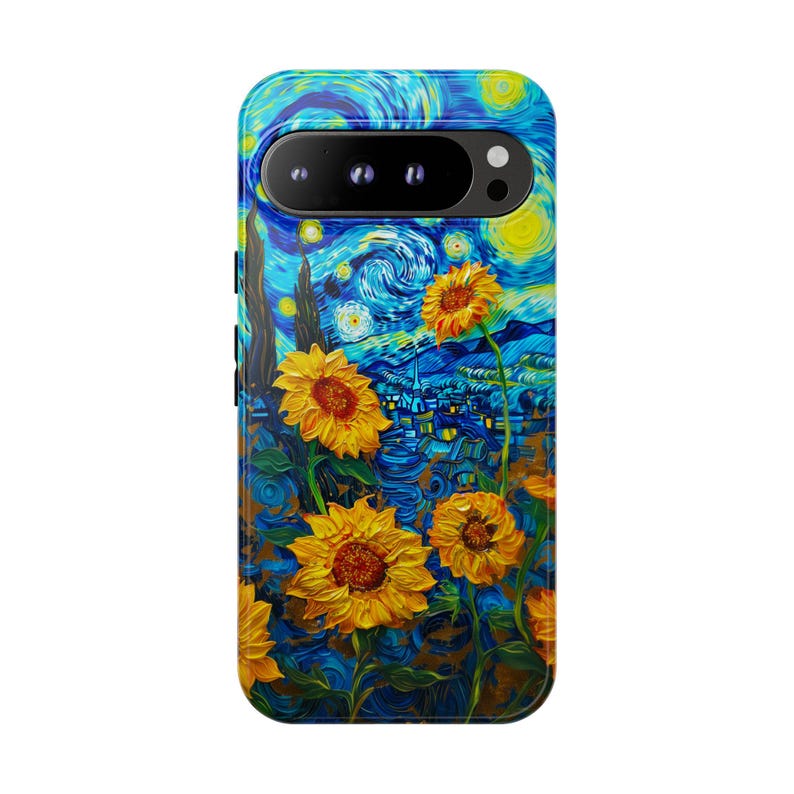 Funda para teléfono con girasoles estrellados: estilo Van Gogh, resistente a los impactos imagen 8