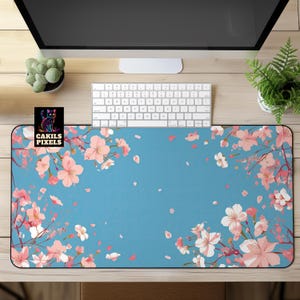 Kersenbloesem bureaumat, Sakura-muismat, schattige bloemen bureaumat, grote gaming-muismat, bureauaccessoire, kantoorcadeau, toetsenbordmat