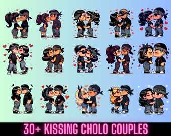 30+ Kissing Chicano Cholo Valentines Day Love Couples PNG file, old school, love couple, chola