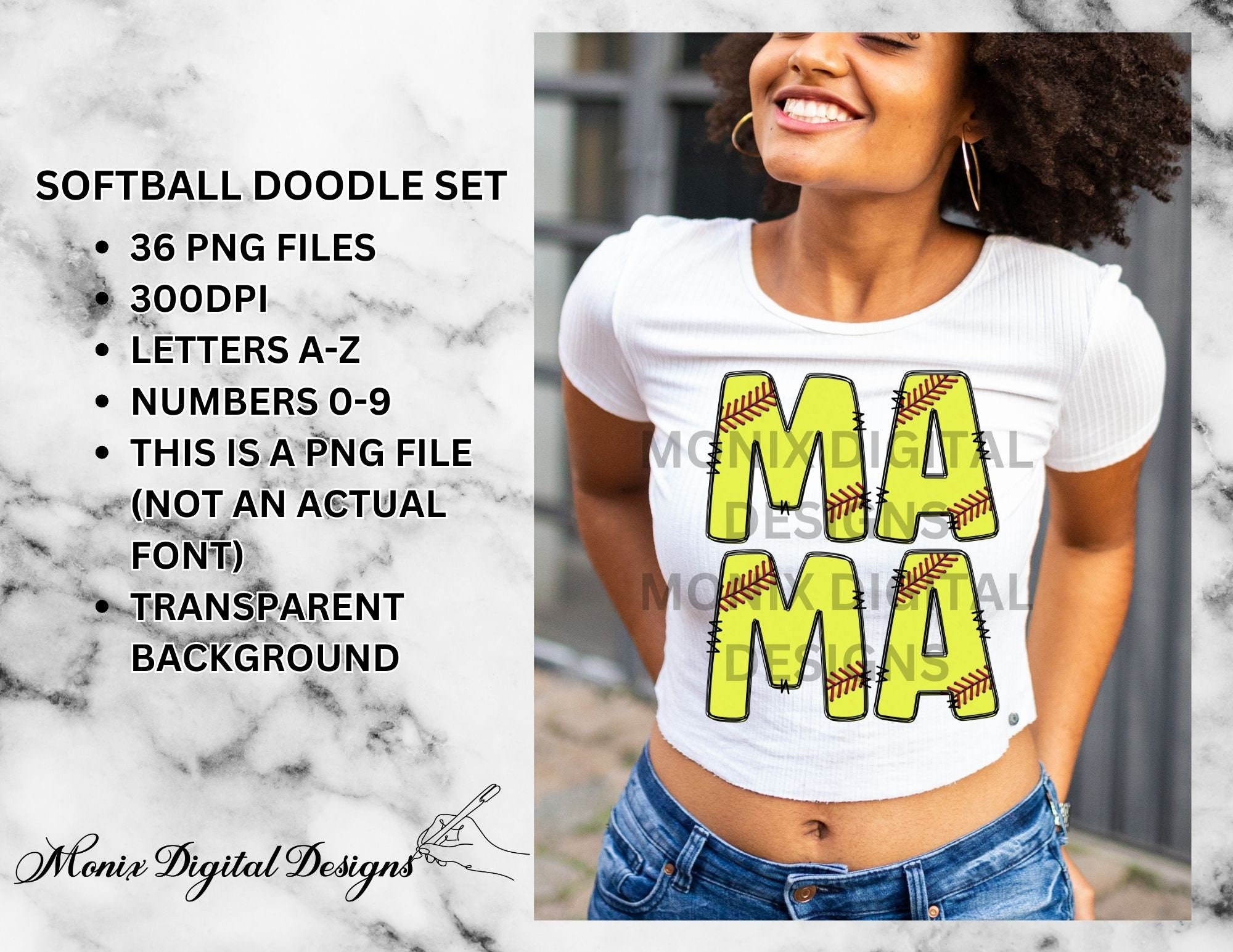 Softball Alphabet Letters Numbers PNG Bundle, Sports Doodle Letters ...