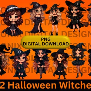 Halloween witches bundle png, digital download, cute Halloween clipart, spooky witches, horror png, transparent background, sexy witches png