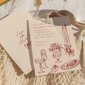 Handgeschriebene Save the Date Einladung, handgezeichnete Hochzeit, bearbeitbares, wunderliches Save the Date, einzigartiges Vintage laden Digital Canvas 013 ein