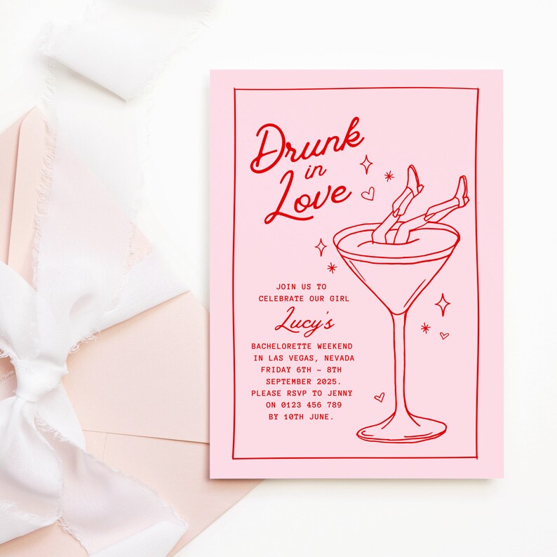 Drunk in Love Bachelorette Invite, Hand-drawn Cowgirl Bachelorette ...