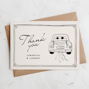 Hochzeit Dankeskarte Vorlage Handgezeichnete Niedlich Illustrationen Handgeschriebene Hochzeit Notiz Minimal Illustrierte Gast Dankeskarten Canva 012