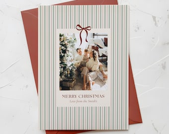 Christmas Photo Card Template, Holiday photo Card Template, Photo Christmas Card Vintage Greetings card Personalised Family Christmas Card
