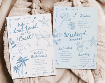 Last Toast on the Coast Bachelorette Itinerary Template, Editable Hen Party, Beach Bachelorette Party, Coastal Bridal Shower Last Splash