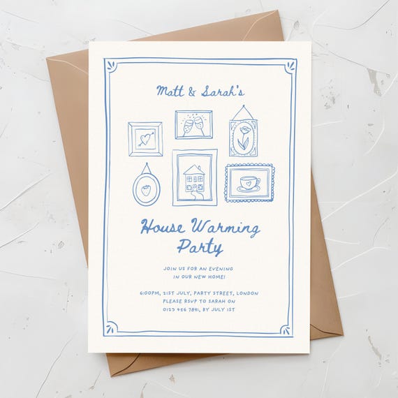 Housewarming Invitation Editable House Warming Party, Handwritten New Home Invite, New House Hand Drawn Style, Canva Template Digital