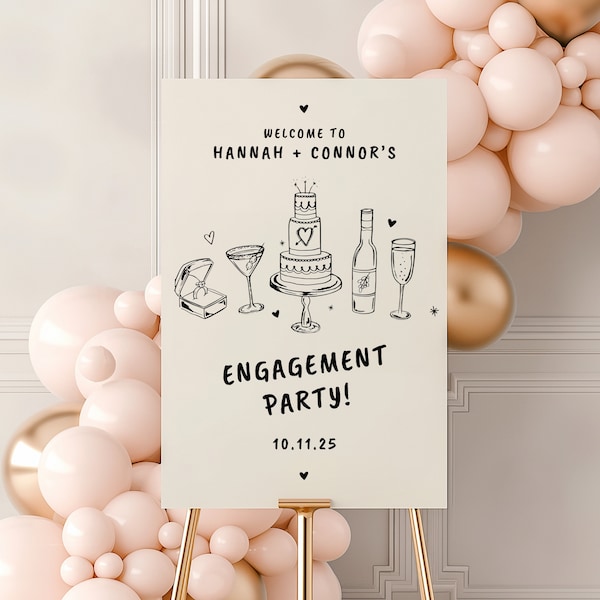 Engagement Party Sign Canva Template Etsy Engagement Party Sign Canva Template Etsy