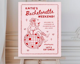 Disco Cowgirl Bachelorette Welcome Sign, Nashville Hen Party (Digital Download)