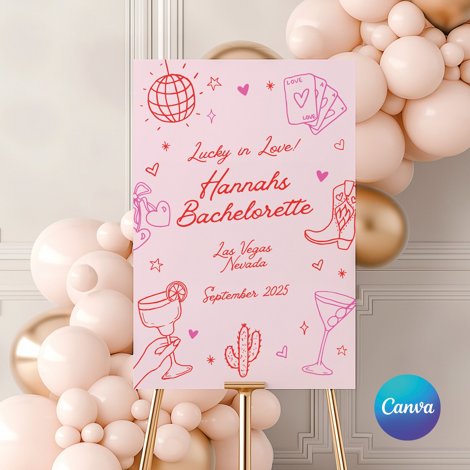 Editable Las Vegas Bachelorette Sign, Las Vegas Weekend Sign