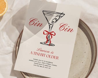 Invitación para fiesta de cumpleaños con temática de Martini, elegante invitación para cóctel (descarga digital)