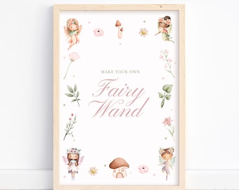 Editable Fairy Party Sign, 8x10 Fairy Sign, A4 Fairy Birthday Party, Fairy Wand Station Sign Template, Canva Template For Party | Fairy 123