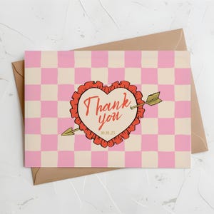 Plantilla de tarjeta de agradecimiento de boda, dibujada a mano, divertida nota de boda escrita a mano, tarjetas de agradecimiento para invitados retro, editables en Canva 003