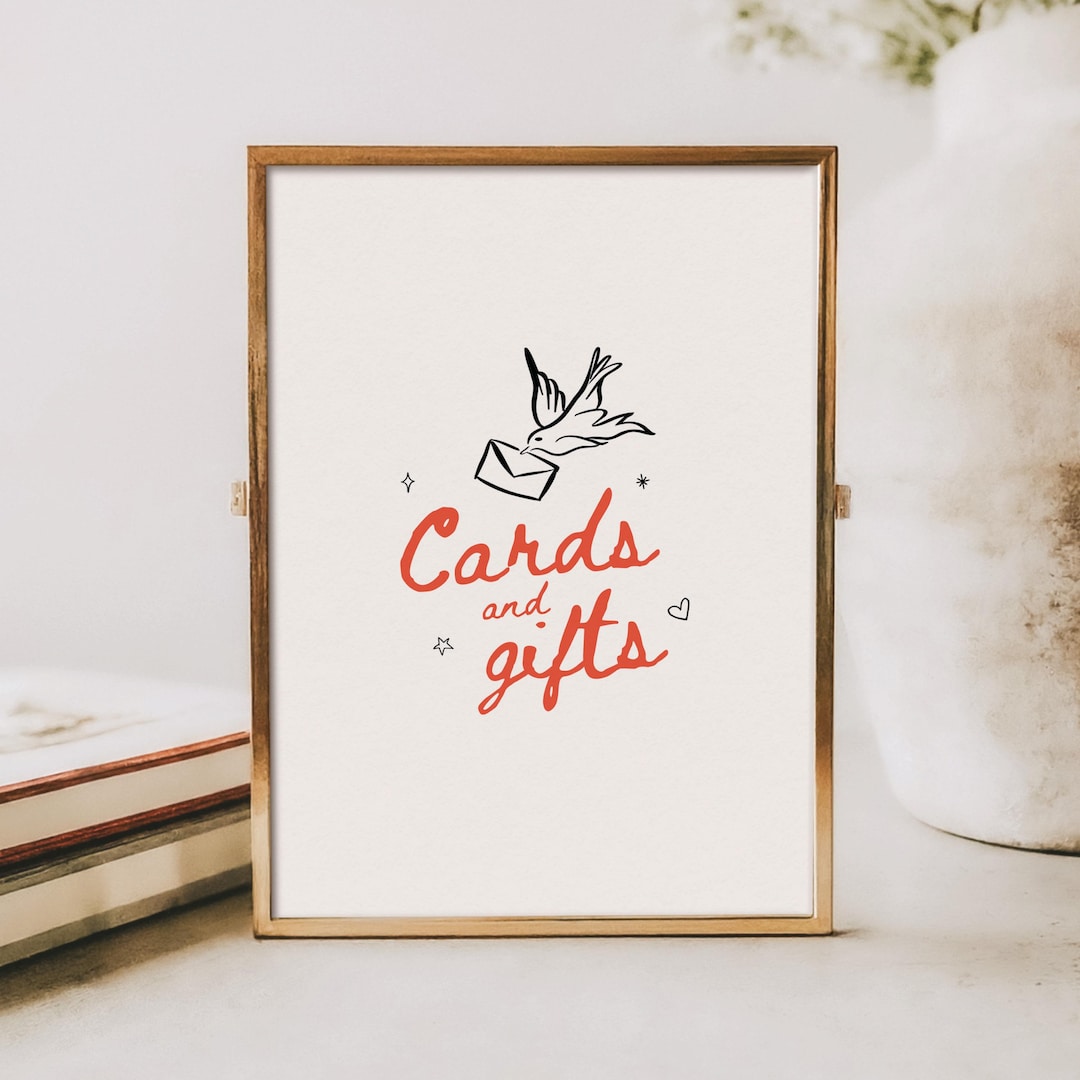 Cards and Gifts Sign Template, Hand Drawn Scribble Illustration, Gift ...