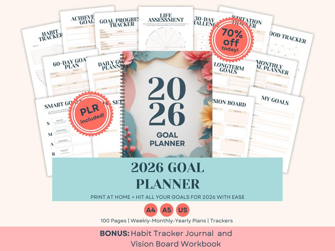 2026 Goal Planner Printable, 2026 Goals Planner Canva Template, 2026 ...