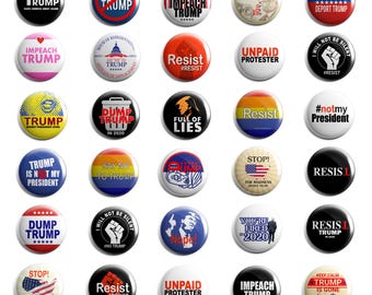 Anti-Trump Buttons 30-Pack: Political Collector's Items