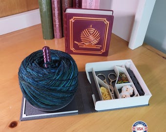 Knitting/Crochet TRAVEL SIZE Yarn Spinner/Carousel and Notions Storage Box "Book"