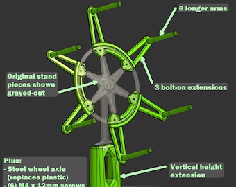 Yarn Stand/Wheel, Bolt-On EXTENSION KIT for Larger Balls of Yarn