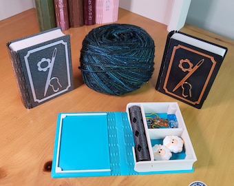 Knitting/Crochet TRAVEL SIZE Notions Storage Box "Book"