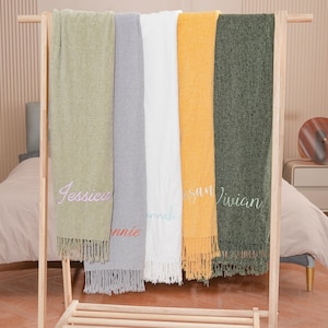 Personalized Throw Blanket, Embroidered Blanket for Adult, Wedding Gift, Birthday Gift for Her, Engagement Gift, Anniversary Gift for Couple