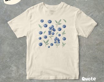 Blueberry 90s Vintage Style Tshirt, Retro Y2k Berry Shirt, Berry Lovers Shirt, Cute Cherry Unisex Flower Cotton Tee,Food Tee