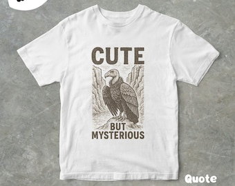 Cute But Mysterious Vulture Graphic T Shirt, Unisex Adult T Shirt, Vintage Style Drawing T Shirt, Quote With Graphic T Shirt, Cute Tee