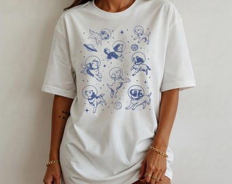 Dogs In Space Funny Graphic T Shirt, Unisex Adult T Shirt, 90&#39;s Vintage T Shirt, Retro T Shirt, Gift For Her, Gift For Him, Cute Tee