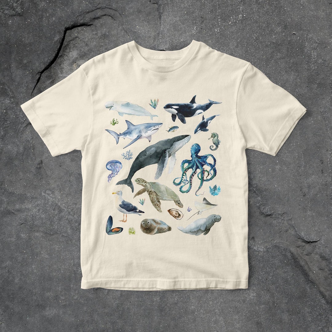 Summer Boys’ Cartoon Marine Animals Pattern T-shirt in European and American Style
