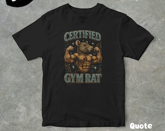 Certified Gym Rat Bootleg Graphic T Shirt, Unisex Adult T Shirt, Vintage Style Graphic T Shirt, Gym Shirt, Gift For Him Or Her, Funny Tee
